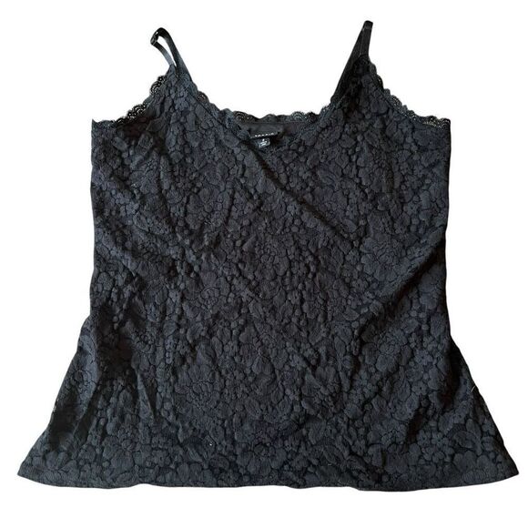 Torrid Floral Stretch Lace Trim Cami Top Black Size 2 - Picture 1 of 6